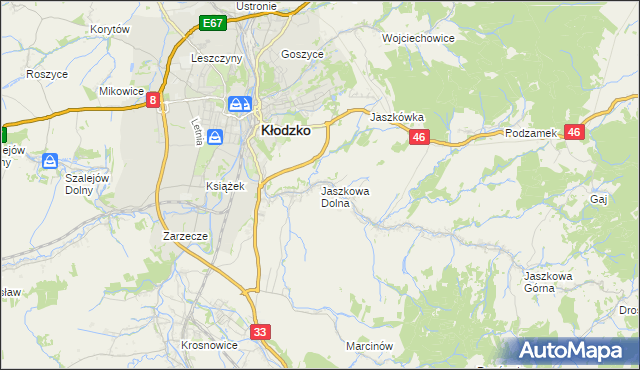 mapa Jaszkowa Dolna, Jaszkowa Dolna na mapie Targeo