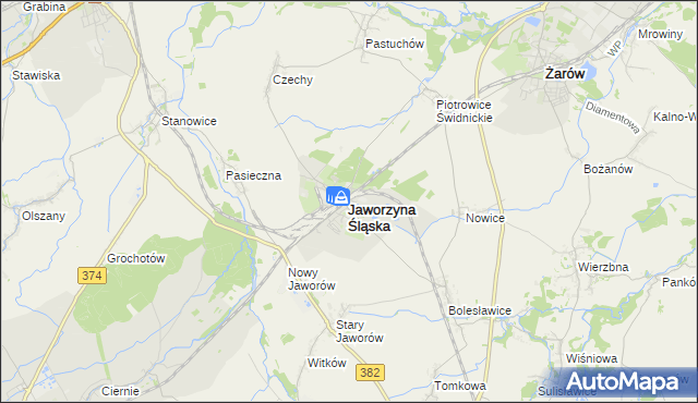 mapa Jaworzyna Śląska, Jaworzyna Śląska na mapie Targeo