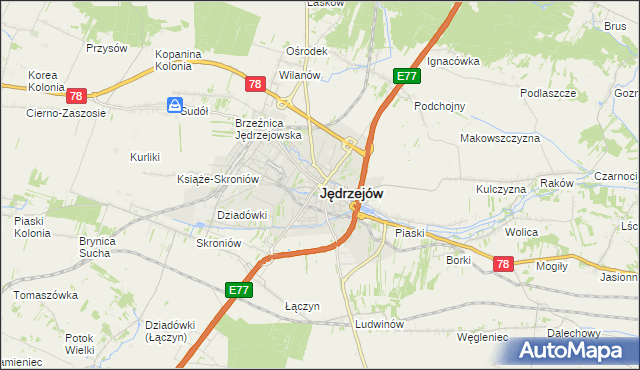 mapa Jędrzejów, Jędrzejów na mapie Targeo