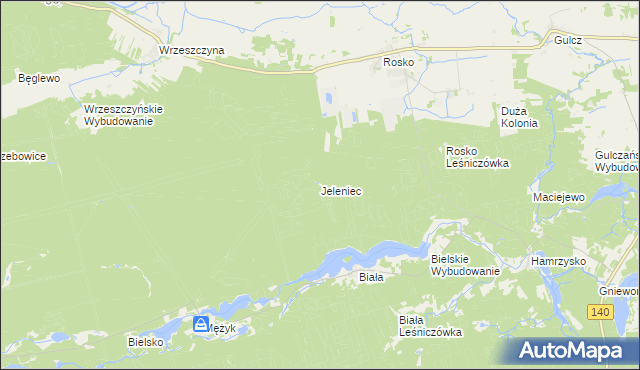 mapa Jeleniec gmina Wieleń, Jeleniec gmina Wieleń na mapie Targeo