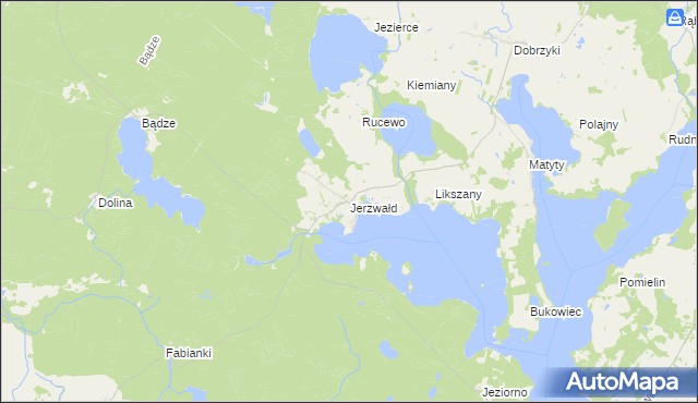 mapa Jerzwałd, Jerzwałd na mapie Targeo