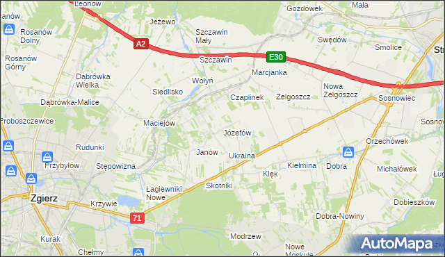 mapa Józefów gmina Zgierz, Józefów gmina Zgierz na mapie Targeo