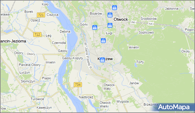 mapa Karczew powiat otwocki, Karczew powiat otwocki na mapie Targeo