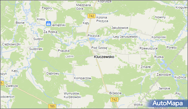 mapa Kluczewsko, Kluczewsko na mapie Targeo