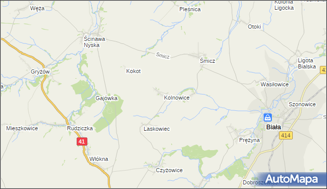 mapa Kolnowice, Kolnowice na mapie Targeo