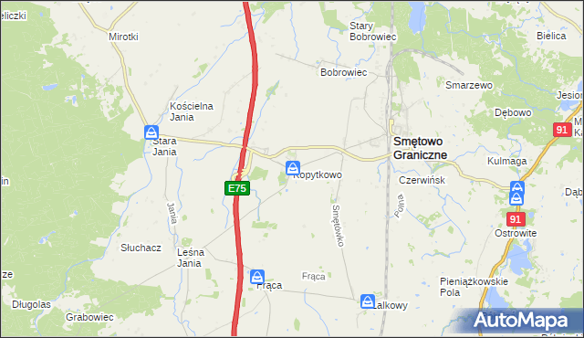 mapa Kopytkowo gmina Smętowo Graniczne, Kopytkowo gmina Smętowo Graniczne na mapie Targeo