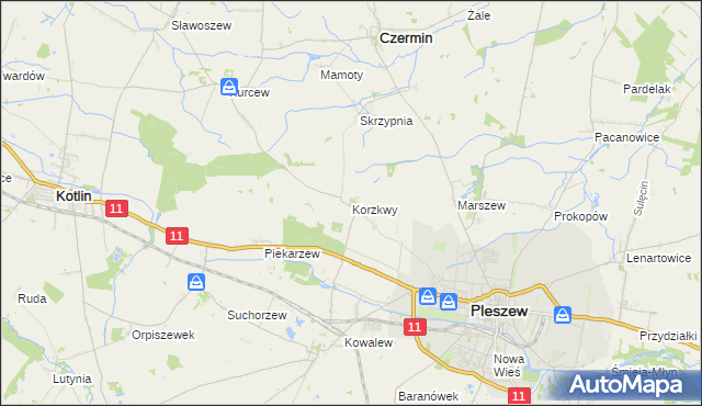 mapa Korzkwy, Korzkwy na mapie Targeo