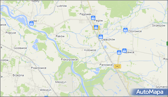 mapa Kotowice gmina Oborniki Śląskie, Kotowice gmina Oborniki Śląskie na mapie Targeo