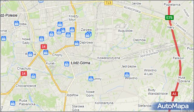 mapa Kowalszczyzna gmina Łódź, Kowalszczyzna gmina Łódź na mapie Targeo