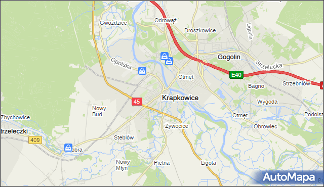 mapa Krapkowice, Krapkowice na mapie Targeo