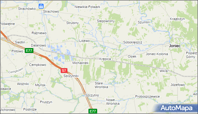 mapa Krępica gmina Płońsk, Krępica gmina Płońsk na mapie Targeo