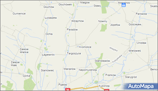 mapa Kromolice gmina Pogorzela, Kromolice gmina Pogorzela na mapie Targeo