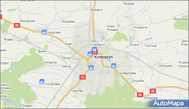 mapa Krotoszyna, Krotoszyn na mapie Targeo