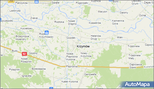 mapa Krzymów powiat koniński, Krzymów powiat koniński na mapie Targeo