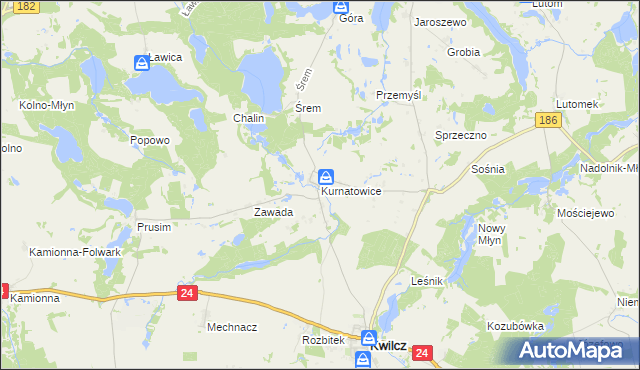 mapa Kurnatowice, Kurnatowice na mapie Targeo