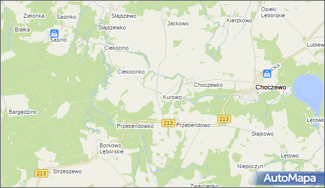 mapa Kurowo gmina Choczewo, Kurowo gmina Choczewo na mapie Targeo