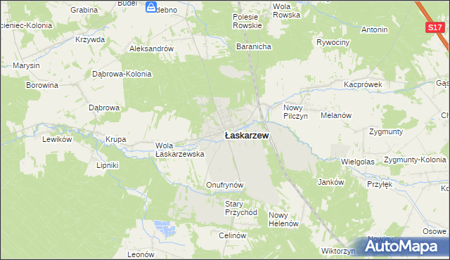 mapa Łaskarzew, Łaskarzew na mapie Targeo