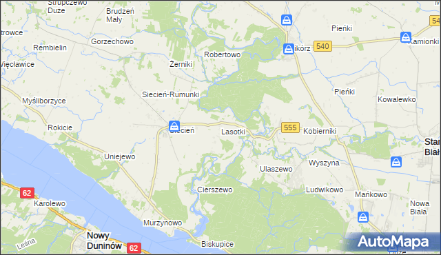 mapa Lasotki gmina Brudzeń Duży, Lasotki gmina Brudzeń Duży na mapie Targeo