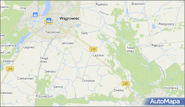 mapa Łaziska gmina Wągrowiec, Łaziska gmina Wągrowiec na mapie Targeo