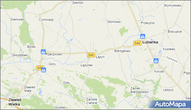 mapa Łążyn gmina Zławieś Wielka, Łążyn gmina Zławieś Wielka na mapie Targeo