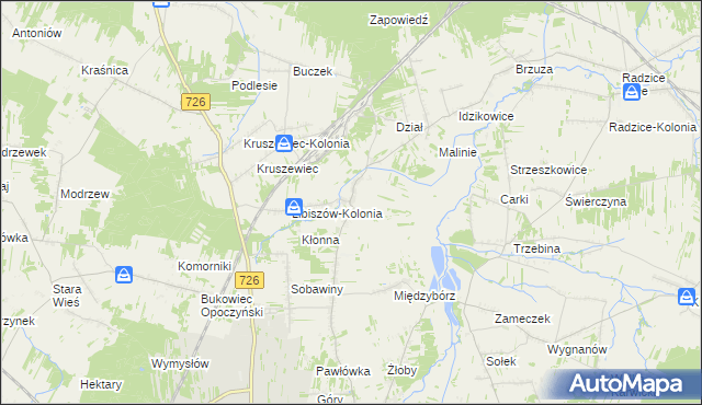 mapa Libiszów gmina Opoczno, Libiszów gmina Opoczno na mapie Targeo