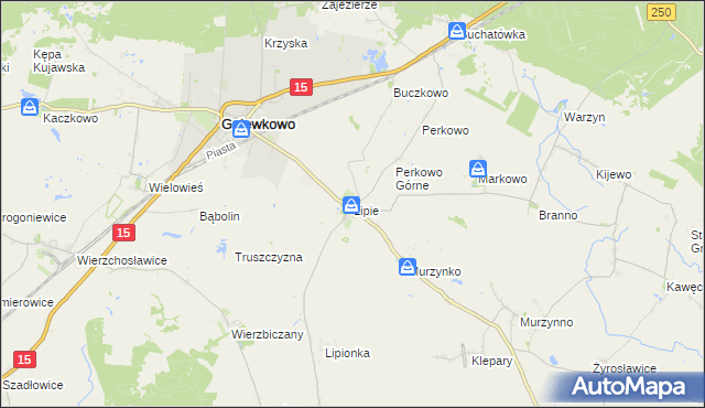 mapa Lipie gmina Gniewkowo, Lipie gmina Gniewkowo na mapie Targeo