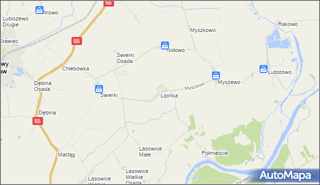 mapa Lipinka gmina Nowy Staw, Lipinka gmina Nowy Staw na mapie Targeo