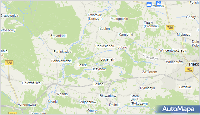 mapa Łosienek, Łosienek na mapie Targeo