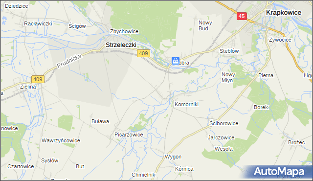 mapa Łowkowice gmina Strzeleczki, Łowkowice gmina Strzeleczki na mapie Targeo