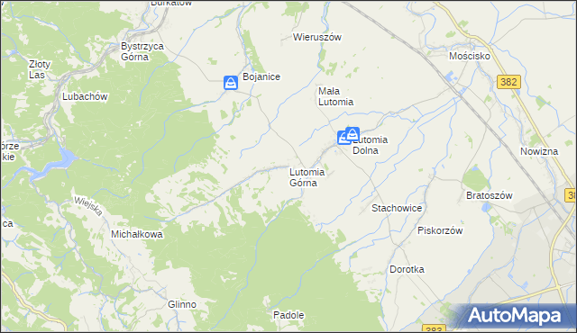 mapa Lutomia Górna, Lutomia Górna na mapie Targeo