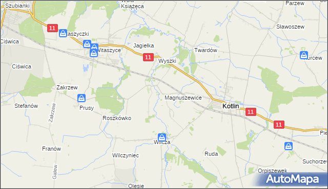 mapa Magnuszewice, Magnuszewice na mapie Targeo