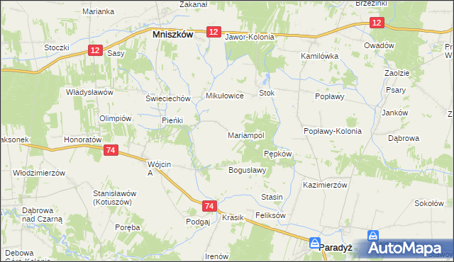 mapa Mariampol gmina Paradyż, Mariampol gmina Paradyż na mapie Targeo