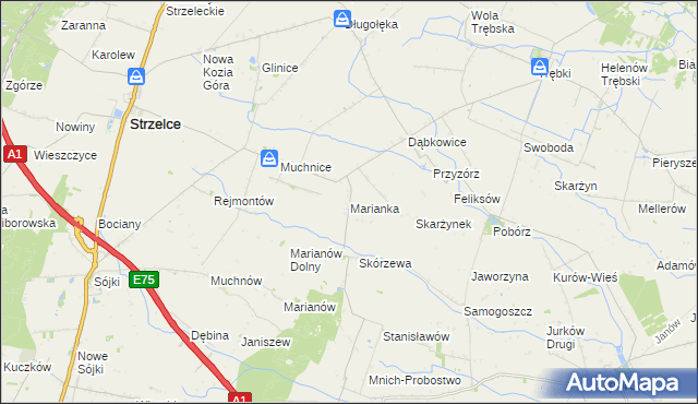 mapa Marianka gmina Strzelce, Marianka gmina Strzelce na mapie Targeo