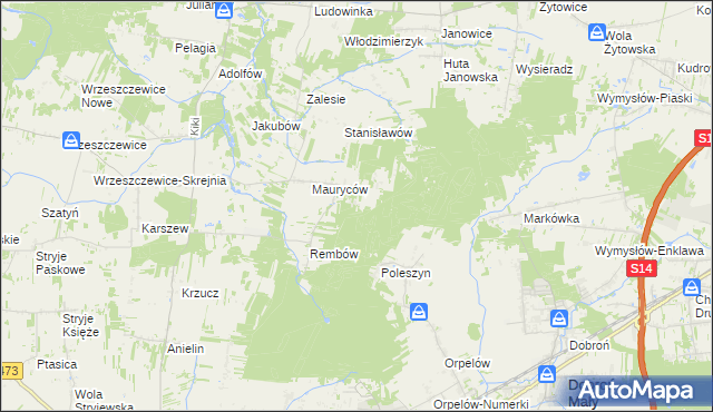 mapa Marianów gmina Wodzierady, Marianów gmina Wodzierady na mapie Targeo