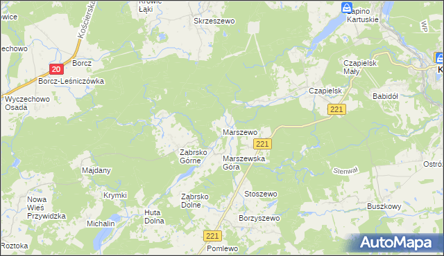 mapa Marszewo gmina Przywidz, Marszewo gmina Przywidz na mapie Targeo
