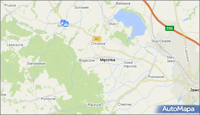 mapa Męcinka, Męcinka na mapie Targeo