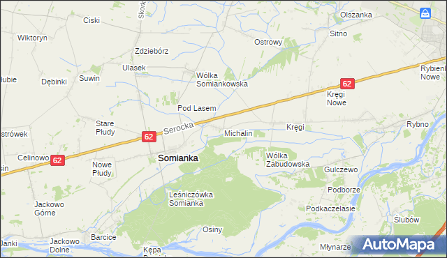 mapa Michalin gmina Somianka, Michalin gmina Somianka na mapie Targeo