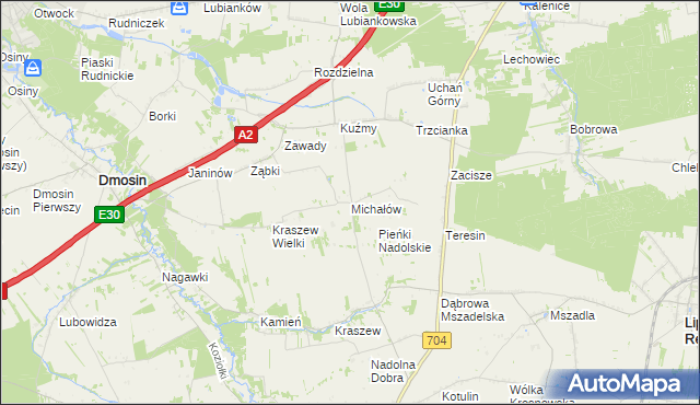mapa Michałów gmina Dmosin, Michałów gmina Dmosin na mapie Targeo