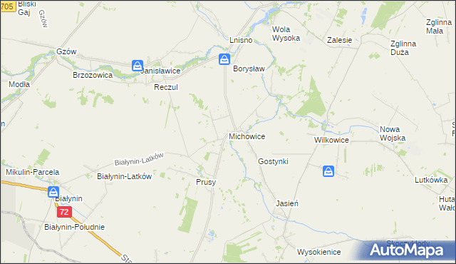 mapa Michowice gmina Głuchów, Michowice gmina Głuchów na mapie Targeo