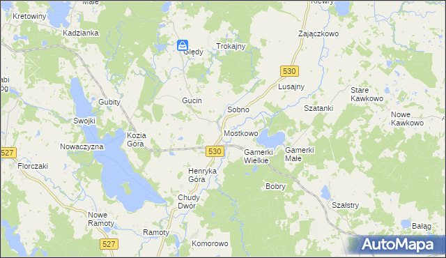 mapa Mostkowo gmina Łukta, Mostkowo gmina Łukta na mapie Targeo