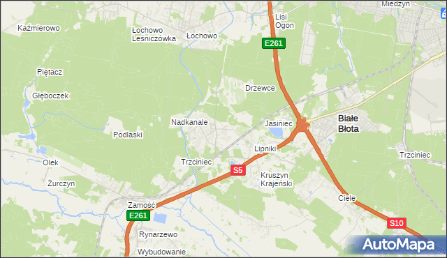 mapa Murowaniec gmina Białe Błota, Murowaniec gmina Białe Błota na mapie Targeo