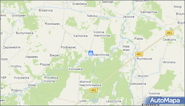 mapa Niechmirów, Niechmirów na mapie Targeo