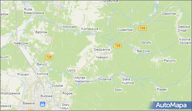 mapa Nieświń, Nieświń na mapie Targeo