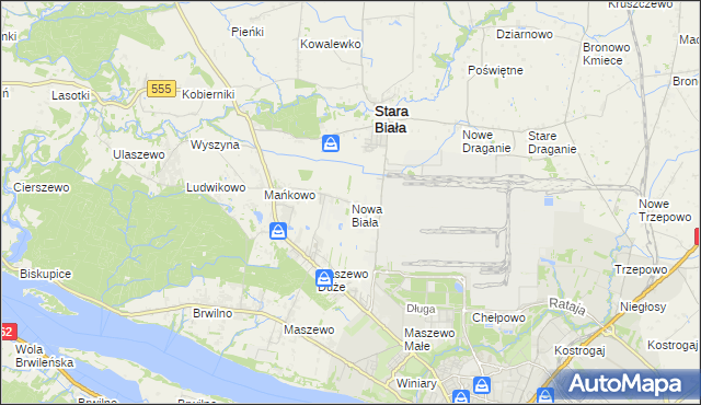 mapa Nowa Biała gmina Stara Biała, Nowa Biała gmina Stara Biała na mapie Targeo