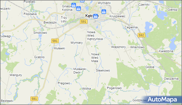 mapa Nowa Wieś Mała gmina Kętrzyn, Nowa Wieś Mała gmina Kętrzyn na mapie Targeo