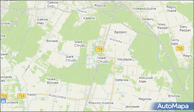 mapa Nowe Chrusty, Nowe Chrusty na mapie Targeo