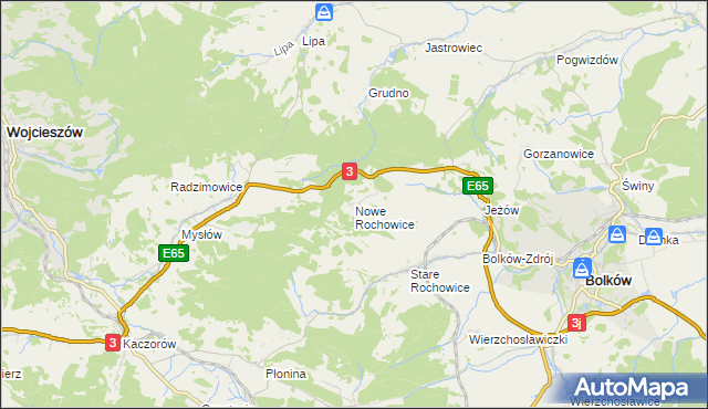 mapa Nowe Rochowice, Nowe Rochowice na mapie Targeo