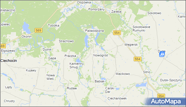 mapa Nowogród gmina Golub-Dobrzyń, Nowogród gmina Golub-Dobrzyń na mapie Targeo