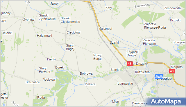 mapa Nowy Bugaj, Nowy Bugaj na mapie Targeo