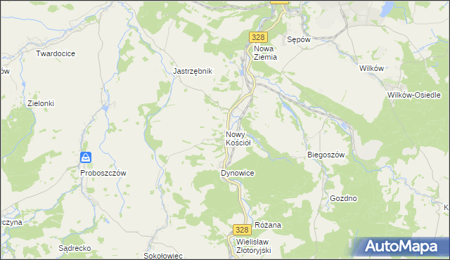 mapa Nowy Kościół, Nowy Kościół na mapie Targeo